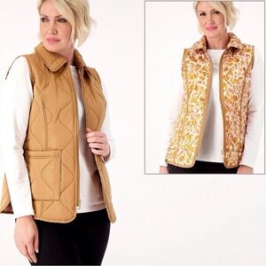 Isaac Mizrahi Live! Women's Jacket Sz XL Reversible Vest Brown A516291